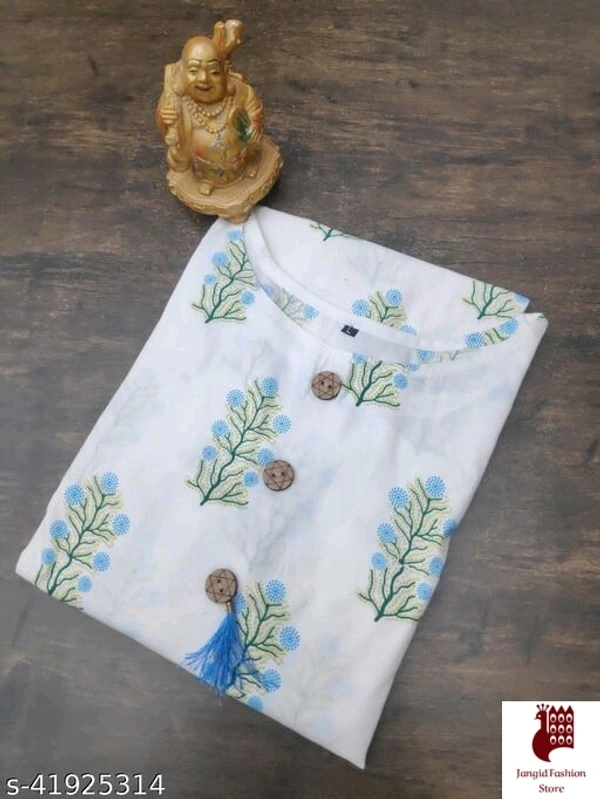 Jangid Fashion Store Woman Clothes Kurtis - India, Fabric:Cotton , White Sky Blue