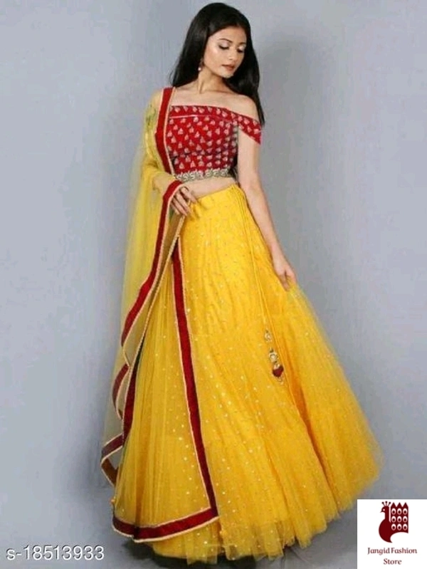 Jangid Fashion Store Woman Clothes Red And Yellow Choli-01 - India, Net, Free Size