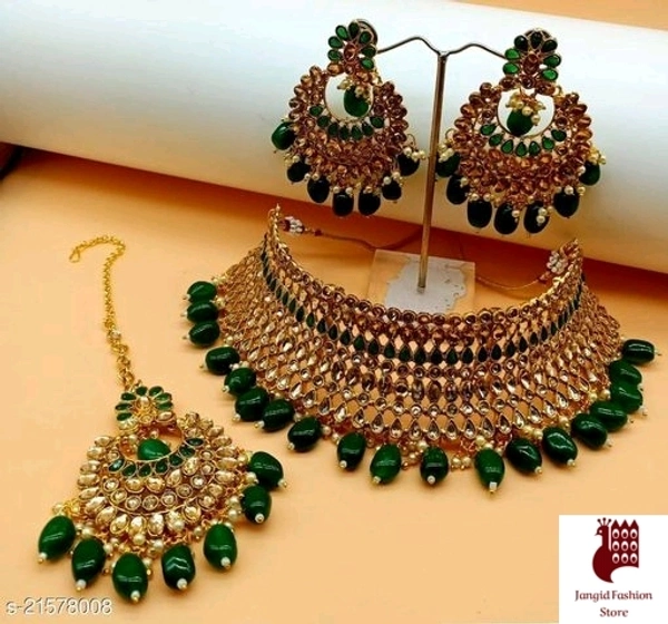 Jangid Fashion Store Jewellery Set for womans  - Alloy, Golden, India, 1, Free Size, Artificial Stones, Gold Plated