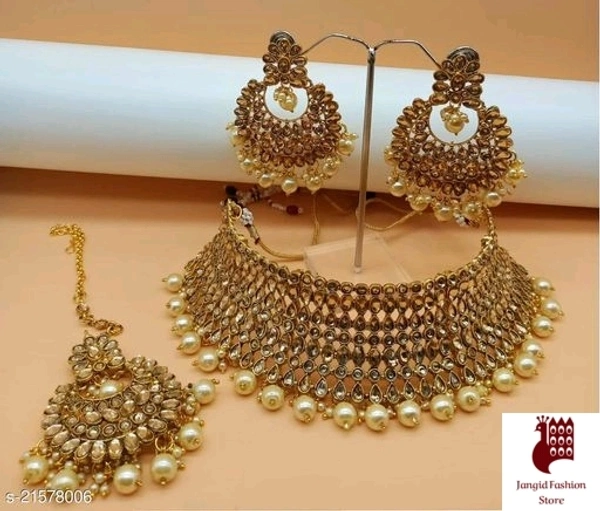 Jangid Fashion Store Jewellery Set for womans  - Alloy, Gold Plated, India, 1, Free Size, artificial stones, as per Image