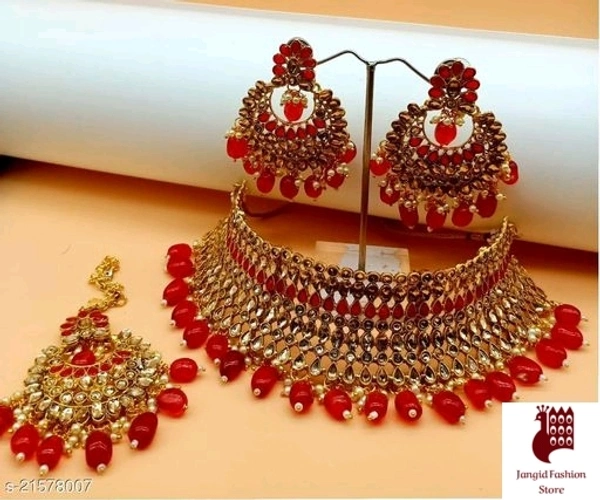 Jangid Fashion Store Jewellery Set for womans  - Alloy, Gold Plated, India, 1, Free Size, Artificial Stones , As Per Image 
