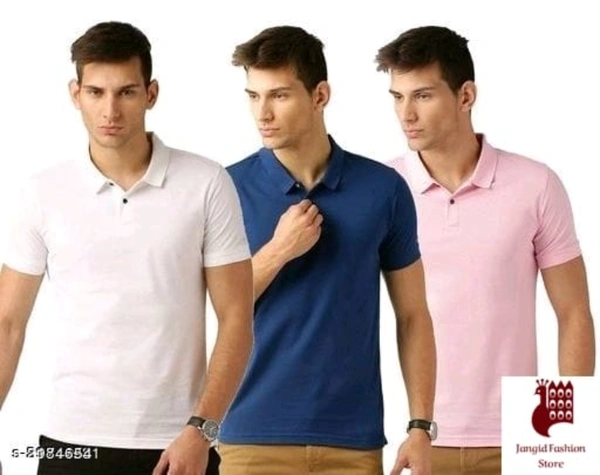 Anshn Fashion Wear Present Men's Regular Wear Polo Neck  - 3, XXL, Short Sleeves, Solid, INDIA, WHITE,BLUE,PINK