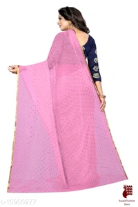 Georgette Sarees Nazneen Foil Work Printed Saree With jacquard Blouse - 1, FREE SIZE, Georgette, BABY PINK, Printed, INDIA