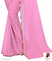 Georgette Sarees Nazneen Foil Work Printed Saree With jacquard Blouse - 1, FREE SIZE, Georgette, BABY PINK, Printed, INDIA