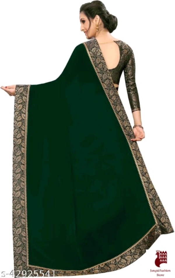 Kashvi Graceful Sarees Aagyeyi Ensemble Sarees - 1, FREE SIZE, Georgette, GREEN, plain saree with lace, INDIA