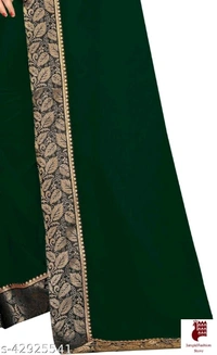 Kashvi Graceful Sarees Aagyeyi Ensemble Sarees - 1, FREE SIZE, Georgette, GREEN, plain saree with lace, INDIA