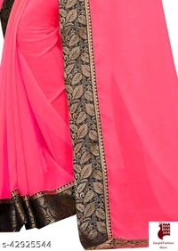 Kashvi Graceful Sarees Alisha Voguish Sarees - 1, FREE SIZE, Georgette, PINK, plain saree with lace, INDIA