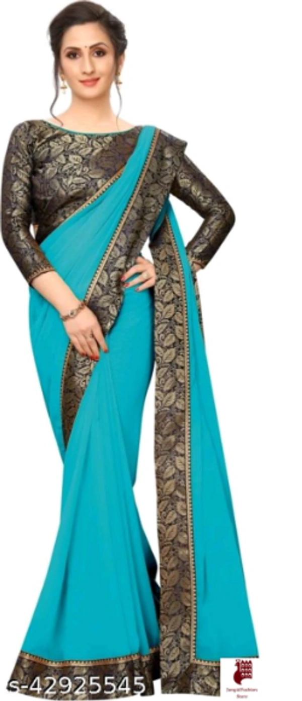 Kashvi Graceful Sarees Alisha Alluring Sarees - 1, FREE SIZE, Georgette, SKY BLUE, plain saree with lace, INDIA