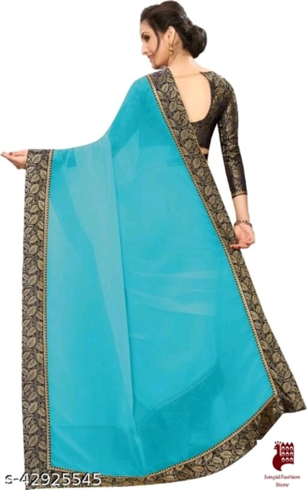 Kashvi Graceful Sarees Alisha Alluring Sarees - 1, FREE SIZE, Georgette, SKY BLUE, plain saree with lace, INDIA