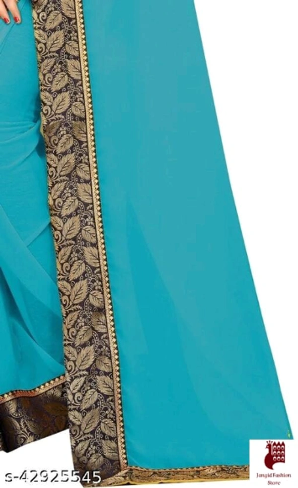 Kashvi Graceful Sarees Alisha Alluring Sarees - 1, FREE SIZE, Georgette, SKY BLUE, plain saree with lace, INDIA