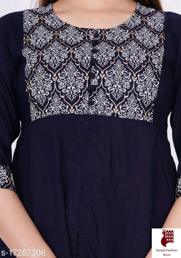 Kashvi Attractive Kurtis - 1, XL, Rayon, Printed, Three-Quarter Sleeves, BLACK
