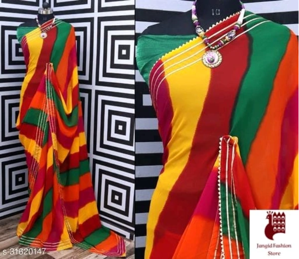 Jivika Petite Sarees - 1, FREE SIZE, Georgette, MIX COLOR, Printed, INDIA