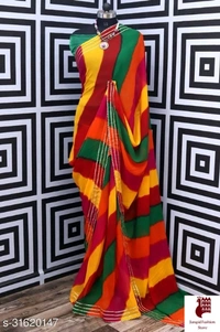 Jivika Petite Sarees - 1, FREE SIZE, Georgette, MIX COLOR, Printed, INDIA