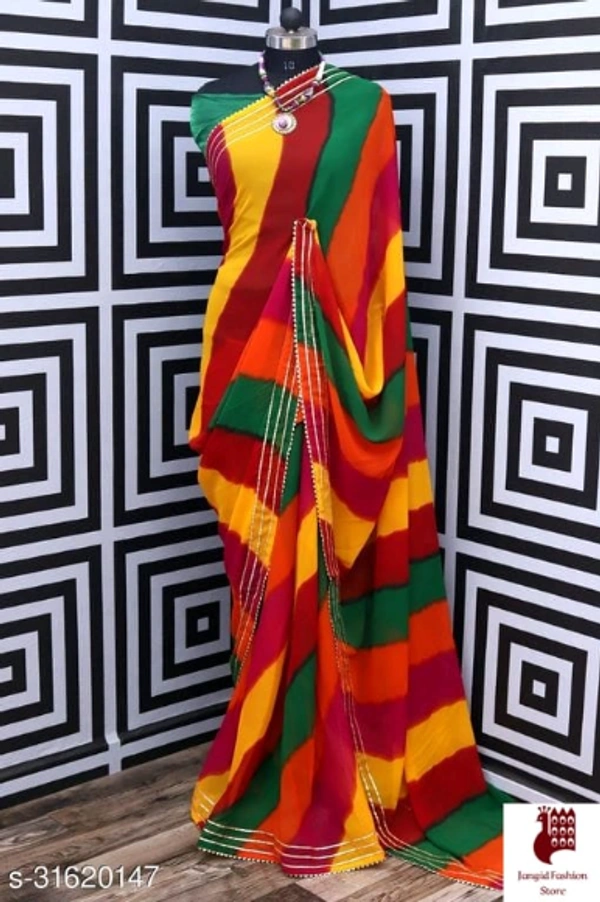 Jivika Petite Sarees - 1, FREE SIZE, Georgette, MIX COLOR, Printed, INDIA