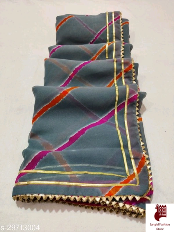 Aakarsha Graceful Sarees - 1, Free Size, Georgette, Gray, Beautiful Leheriya Saree, India