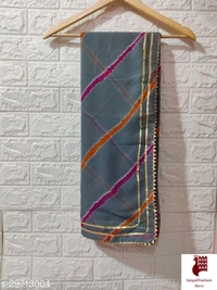 Aakarsha Graceful Sarees - 1, Free Size, Georgette, Gray, Beautiful Leheriya Saree, India