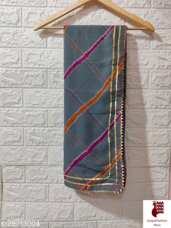 Aakarsha Graceful Sarees - 1, Free Size, Georgette, Gray, Beautiful Leheriya Saree, India