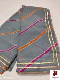 Aakarsha Graceful Sarees - 1, Free Size, Georgette, Gray, Beautiful Leheriya Saree, India