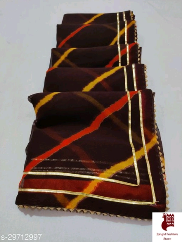 Aakarsha Graceful Sarees - 1, Free Size, Georgette, Brown, Beautiful Leheriya Saree, India