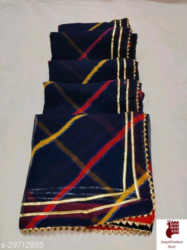 Trendy Drishya Sarees - 1, Free Size, Georgette, Black, Beautiful Leheriya Saree, India