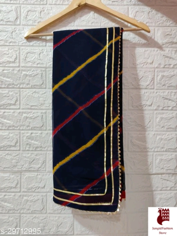 Trendy Drishya Sarees - 1, Free Size, Georgette, Black, Beautiful Leheriya Saree, India