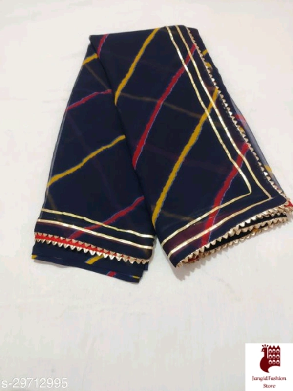 Trendy Drishya Sarees - 1, Free Size, Georgette, Black, Beautiful Leheriya Saree, India