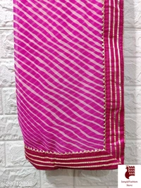 Myra Petite Sarees - 1, Free Size, Georgette, Pink, Beautiful Leheriya Saree, India