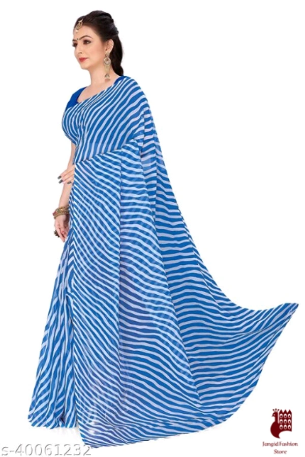 Myra Fashionable Sarees - 1, Free Size, Georgette, Sky Blue, Printed, India