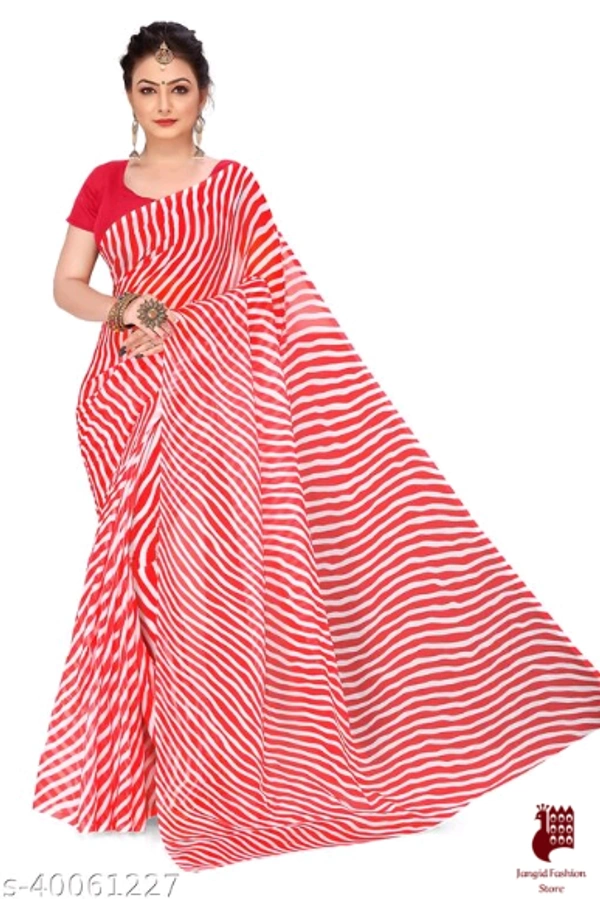 Myra Fashionable Sarees Kashvi Graceful Sarees - 1, Free Size, Georgette, Orange , Printed, India