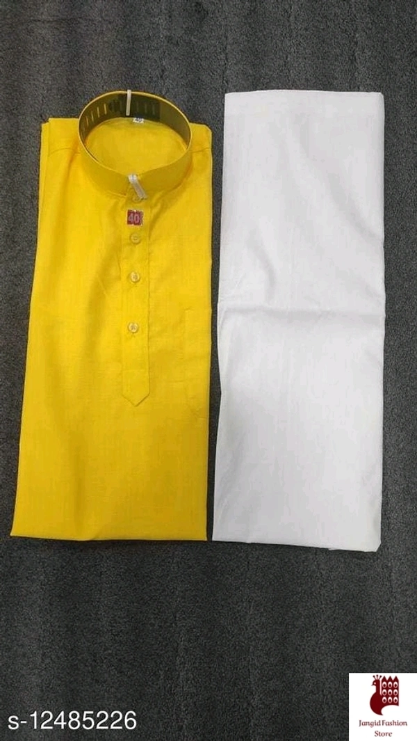 Classic Men Kurta Sets - 1, XXL , Rayon Slub,Cotton, Yellow, Stitched