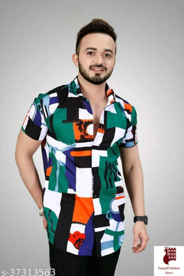 Cool designer Printed mens shirts - 1, M, Short Sleeves, Self-Design, INDIA, multiple color, Cotton Linen