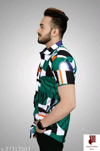 Cool designer Printed mens shirts - 1, M, Short Sleeves, Self-Design, INDIA, multiple color, Cotton Linen