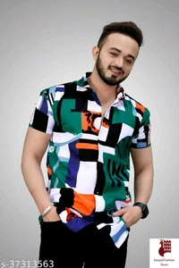 Cool designer Printed mens shirts - 1, M, Short Sleeves, Self-Design, INDIA, multiple color, Cotton Linen
