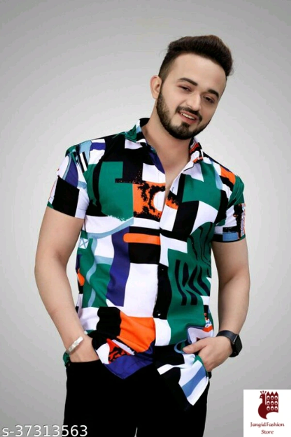 Cool designer Printed mens shirts - 1, M, Short Sleeves, Self-Design, INDIA, multiple color, Cotton Linen