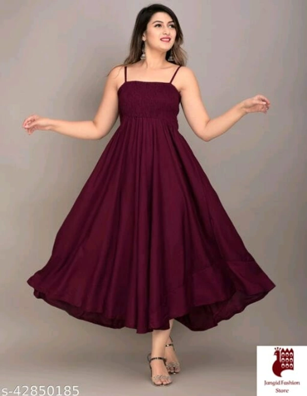 MAYERO Rayon Western Wear dresses - Solid, 1, DARK RED, S, Rayon