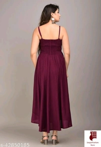 MAYERO Rayon Western Wear dresses - Solid, 1, DARK RED, S, Rayon