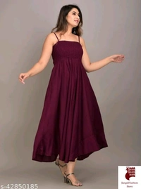 MAYERO Rayon Western Wear dresses - Solid, 1, DARK RED, S, Rayon