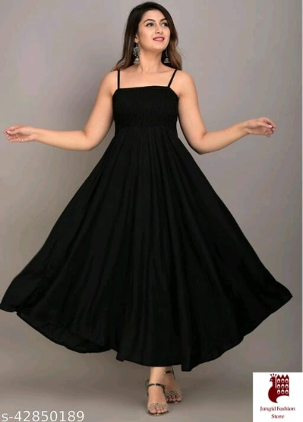 MAYERO Rayon Western Wear dresses - Solid, 1, BLACK, L, Rayon