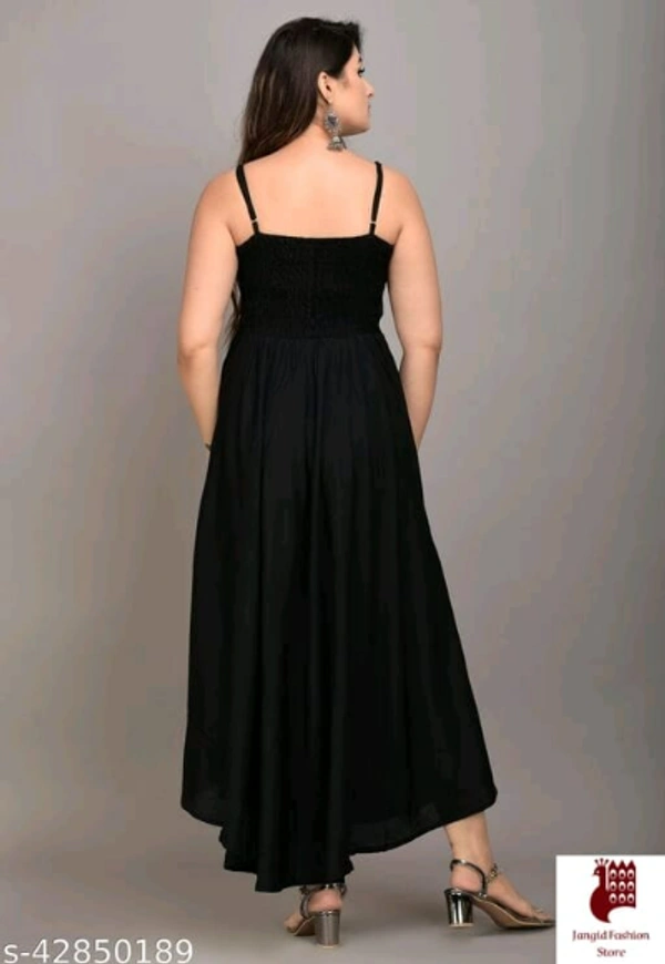 MAYERO Rayon Western Wear dresses - Solid, 1, BLACK, L, Rayon