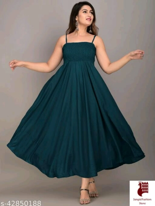 MAYERO Rayon Western Wear dresses - Solid, 1, GREEN, XL, Rayon