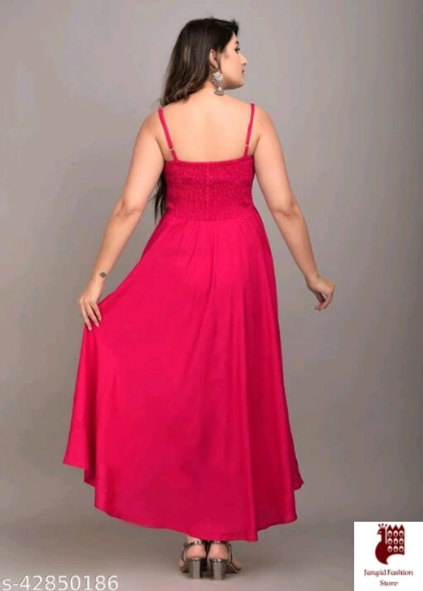 MAYERO Rayon Western Wear dresses - Solid, 1, RED, L, Rayon