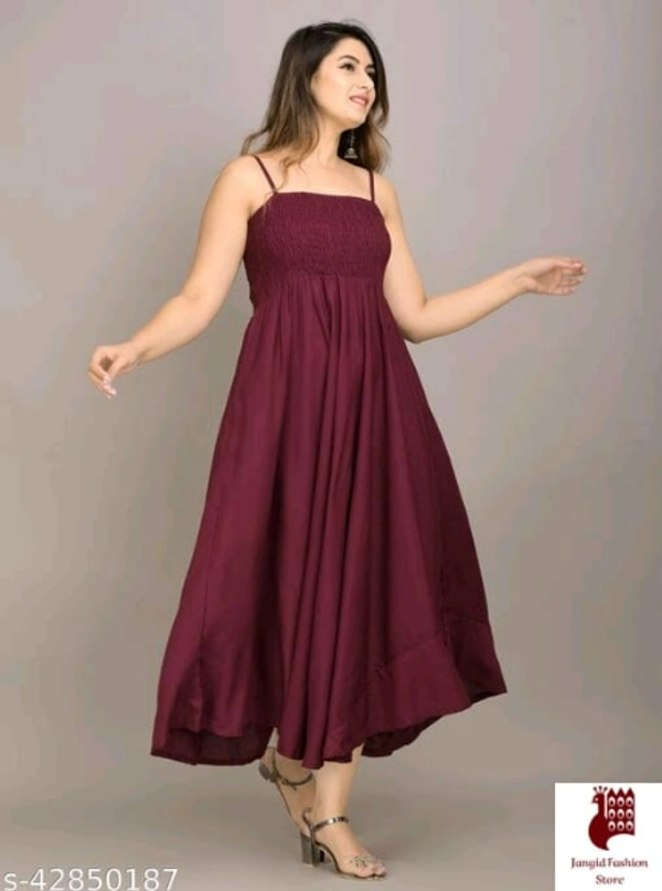 MAYERO Rayon Western Wear dresses - Solid, 1, BERRY, XXL, Rayon