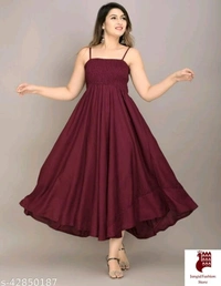 MAYERO Rayon Western Wear dresses - Solid, 1, BERRY, XXL, Rayon
