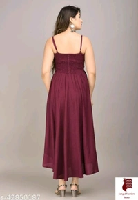 MAYERO Rayon Western Wear dresses - Solid, 1, BERRY, XXL, Rayon