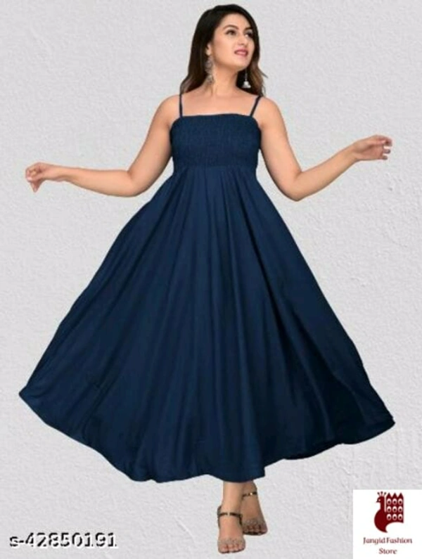 MAYERO Rayon Western Wear dresses - Solid, 1, BLUE, XXL, Rayon