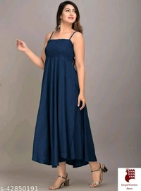 MAYERO Rayon Western Wear dresses - Solid, 1, BLUE, XXL, Rayon