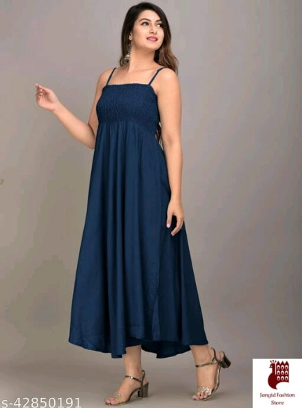 MAYERO Rayon Western Wear dresses - Solid, 1, BLUE, XXL, Rayon