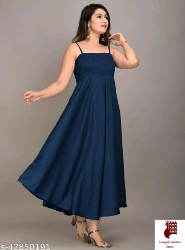 MAYERO Rayon Western Wear dresses - Solid, 1, BLUE, XXL, Rayon