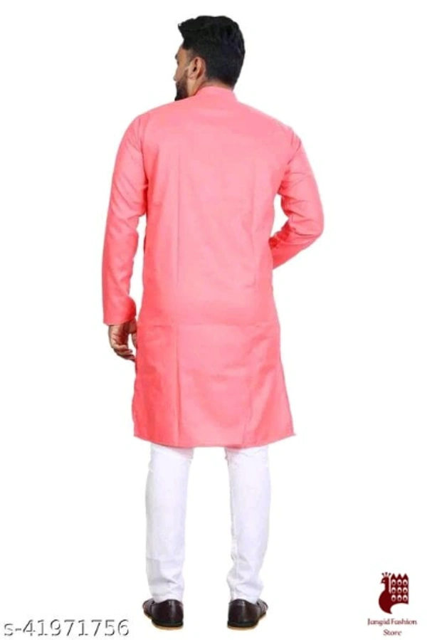 Modern Men Kurta Sets - 1, L, Cotton, White,Pink, Stitched, FREE
