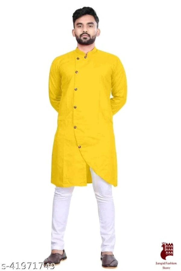 Designer Men Kurta Sets - 1, XXL, Cotton, White,Yellow, Stitched, FREE